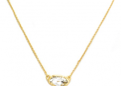 New Product - Matte Gold Necklace with Clear Crystal Pendant 16" + 2" Extender - Quantum EMF Protectors