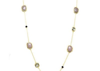 New Product - Gold Chain with Semi Precious Stone Stations Approx: 36" - Quantum EMF Protectors