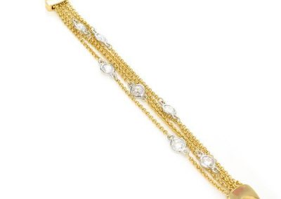 New Product - 5 Layer Gold Braceletw/ Silver & Clear Cubic Zirconia Station - Quantum EMF Protectors
