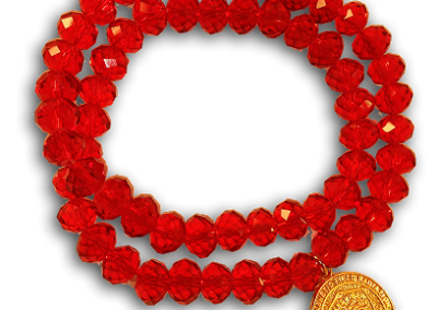 34 EMF Jewelry - Red Crystal Double Duty Bracelet - 8mm beads EMF Bio Protector - Quantum EMF Protectors