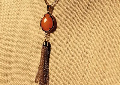 81 Amethyst Semi-Precious Pendant with Tassel Necklace Length: 30"  Stone: Semi-Precious - Quantum EMF Protectors