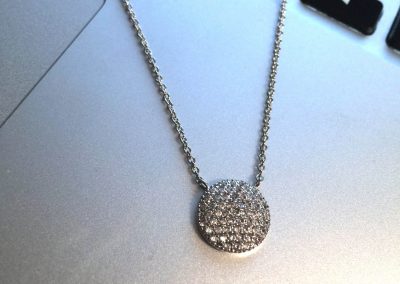 New Product - 16" Silver Tone and Round Pave Zirconia Pendant - Quantum EMF Protectors