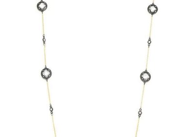 New Product - Gunmetal Necklace w/ Gold Oval and Clear Cubic Zirconia Stations - Quantum EMF Protectors