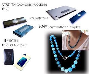 New Product - 5 Items total EMF Bundle1 Agate Necklace 2 Cell Phones, 1 each for tablet and Laptop - for all occasions - Quantum EMF Protectors